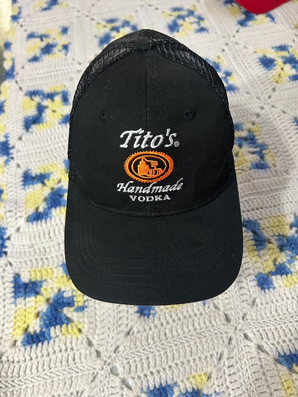 Tito's Handmade Vodka Trucker Hat Men Size OSFM Black Snapback Mesh Cap Promo